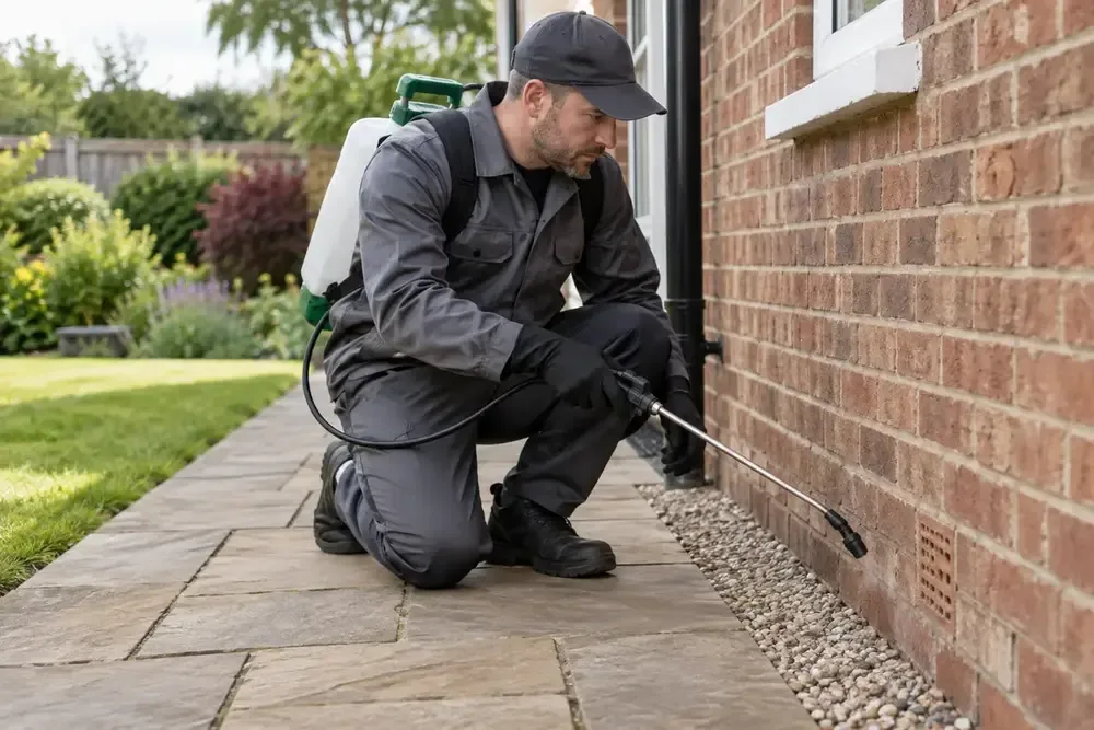 Professional pest control technician at work