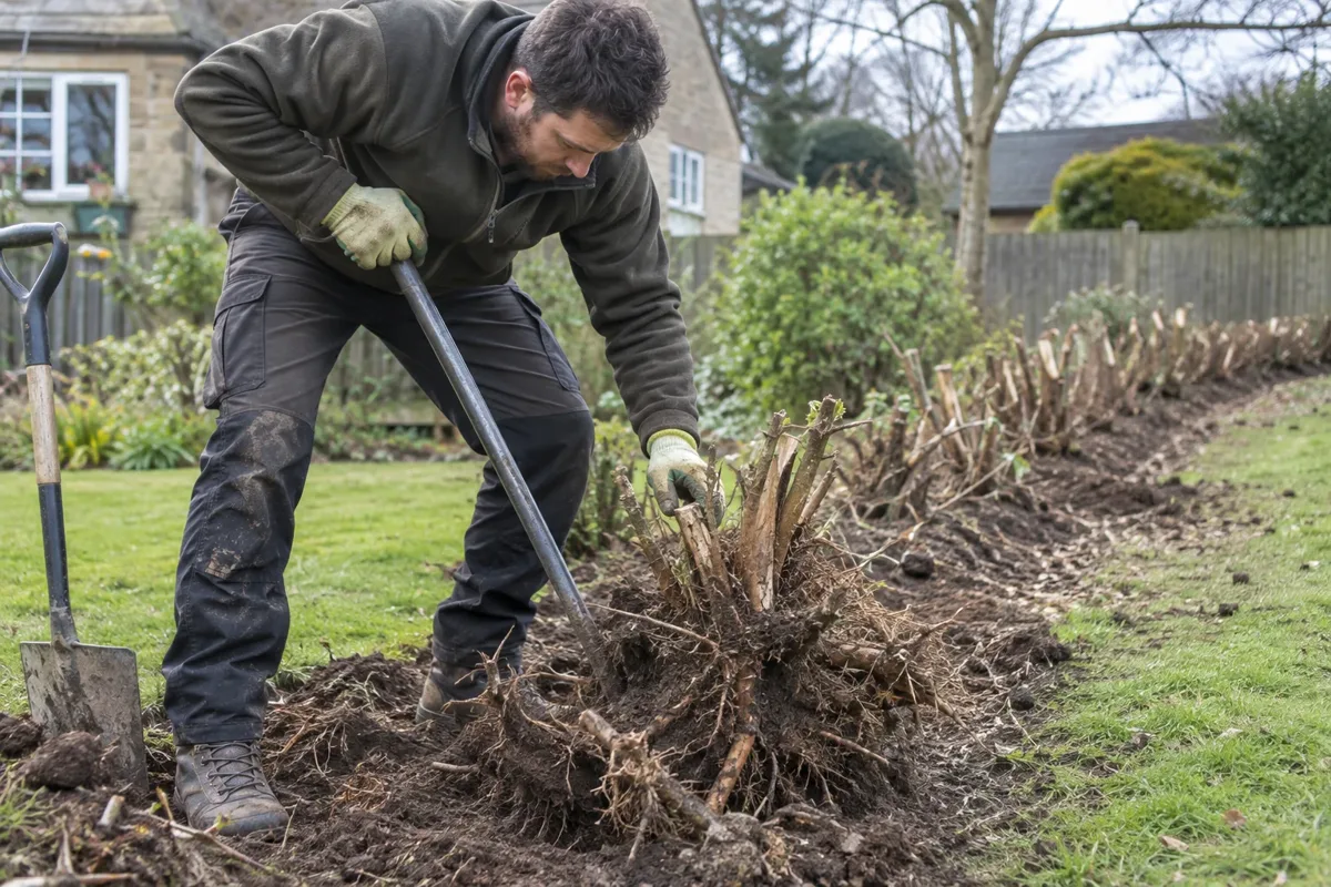 Hedge stump removal work