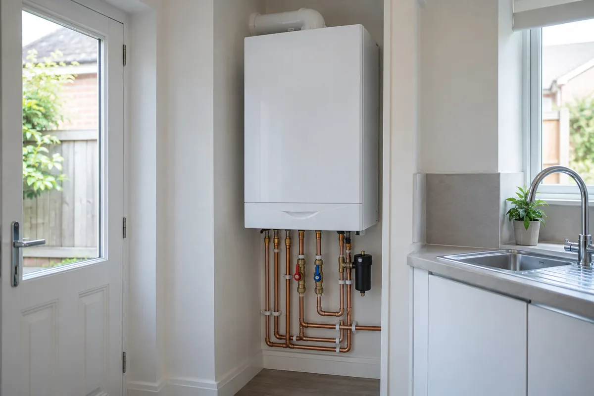 New combi boiler with neat copper pipework