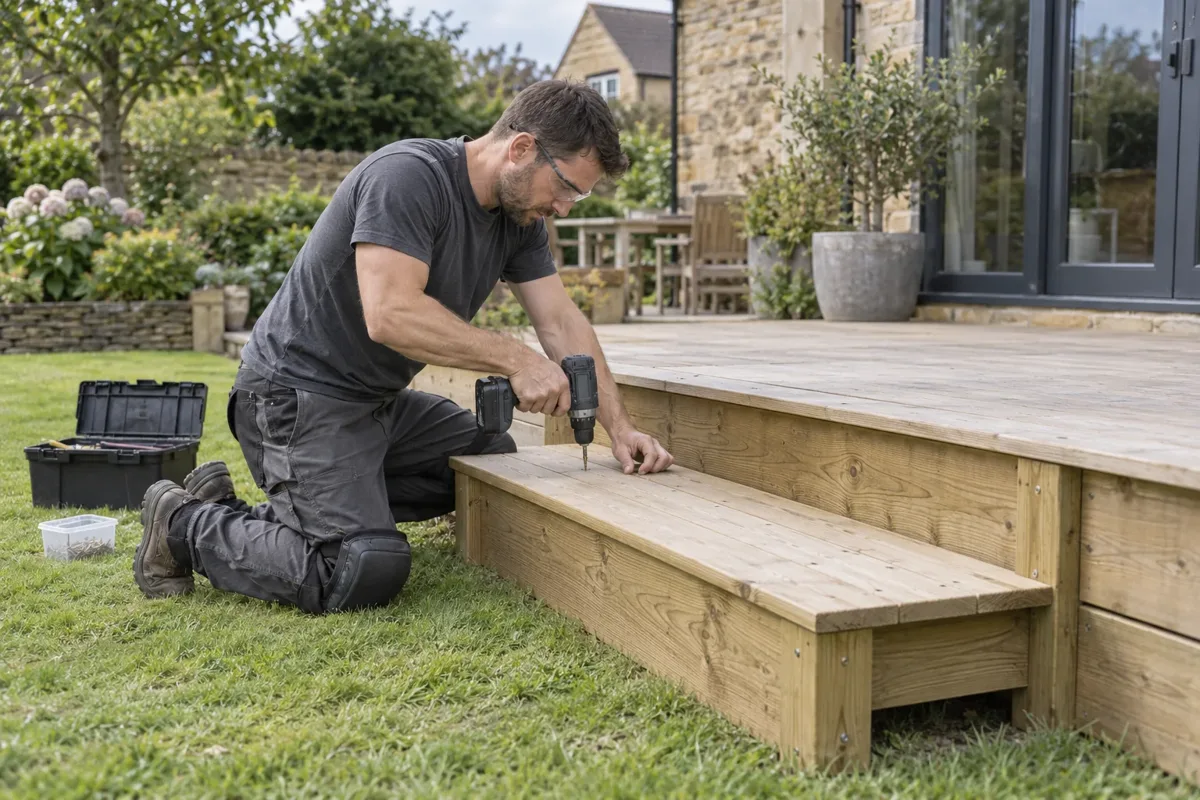 Decking steps installation work