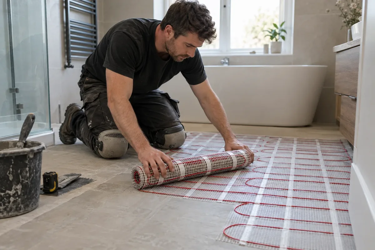 Electric underfloor heating installation work